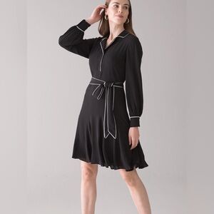 White House Black Market Black dress with White Piping size 10